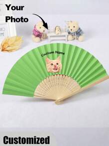 Éventail de mariage personnalisé avec photo et nom de compagnie de compagnie animale, éventail classique DIY, de haute qualité, personnalisé, élégant, exquis, personnalisé, cadeau unique idéal