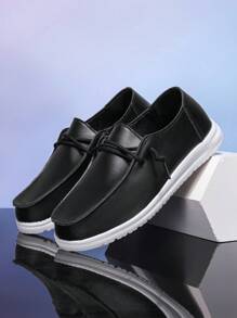 New Men's Fashion Casual Minimalist Versatile Soft Bottom Black Loafers, Slip-On, Non-Slip, Wear-Resistant Athletic Sneakers, Suitable For Men's Outdoor Activities And Daily Outfit