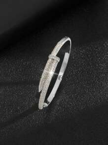 1pc Women's Minimalist Elegant Cubic Zirconia Bangle Bracelet, Suitable For Everyday Wear