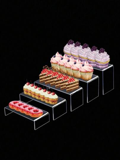 3/5 Pcs Acrylic Display Risers, Product Stand, Jewelry Display Riser Shelf Showcase Fixtures For Dessert Cupcake Candy Figure Treat Action Showcas