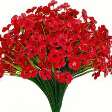 10 Bundles UV Resistant Outdoor Artificial Flowers, No Fade Fake Violet Flowers For Indoor Outside Hanging Plants Garden Patio Porch Window Box Home Wedding Farmhouse Decor(No Flower Basket)