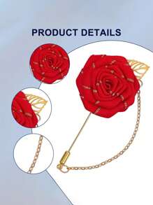 1 Stück Luxus Gold Seide Rose Brosche - elegante Ansteckblume für Hochzeitsbräutigam, Brautparty, Anzug, Herren- und Damenformalkleidung (lange Broschen-Design), Vintage Rucksack für die Schule