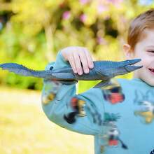 Modelos de dinossauros grandes, Tiranossauro Rex de 33 cm e Mosassauro de 38 cm com mandíbula móvel, figura de gorila King Kong Battle Roar de 19 cm, mascote dragão chinês Loong de 25 cm, conjunto de 8 dinossauros fofos - bonecos de ação de dinossauro realistas pintados à mão - Multicolorido - Ver 5