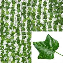 24/5/2 Strings Artificial Plant Green Ivy Leaf Garland Fake Plant Creeper Hanging Vine Outdoor DIY Garden Wall Wedding Party Room Bedroom Decor Home Decor