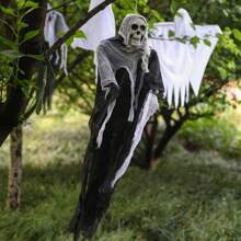 1pc Halloween Skeleton Head Gauze Prop, Horror HangingGhost Party Decor Pendant, Suitable For Outdoor HangingIndoor Decor, Horror Theme Party Decoration, BackgroundDecor,Placement, Yard Decoration