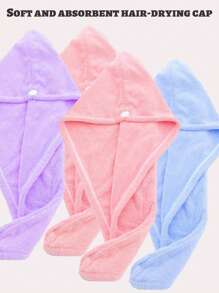 1 pièce/4 pièces Bonnet de lavage de cheveux séchage rapide en polaire de corail, serviette épaisse pour séchage des cheveux, turban mignon pour cheveux, serviette pour sécher les cheveux, usage domestique, salle de bains, douche, matériau absorbant, doux, agréable pour la peau, sans peluche, convient pour un usage quotidien