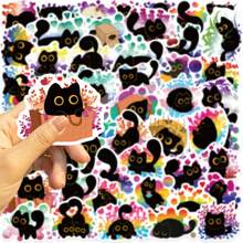 50 Stück Stolze schwarze Katzen Aufkleber Vinyl ästhetische Aufkleber für Scrapbooking, Journaling, Laptop, Stoßstange, Skateboard, Wasserflaschen, Computer, Handy, Cartoon, Schutzhelm, Auto, Schulmaterial, Rückkehr zur Schule