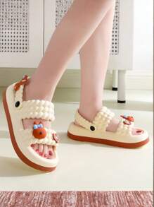 1 Pair Women's Removable Flower Decor Soft-Step Sandals, Two-In-One Design, Versatile Beach Slides