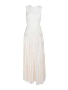 WOWDARK Women's Elegant Backless A-Line Mesh Overlay Long Dress, Autumn