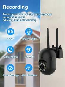 GENAI 1/2/4pcs 1080p HD Smart Home Camera - All-Weather Color Night Vision, Pan/Tilt/Zoom, Bidirectional Audio, Pet Monitor With Movement Alerts - Wireless Indoor/Outdoor Security Camera