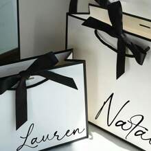 1 pièce/Sacs cadeaux personnalisés avec nom, sacs cadeaux attachés avec ruban, sacs cadeaux de remerciement, sacs cadeaux en papier, sacs pour magasins de vêtements et de shopping avec rubans, sacs en papier artisanal, emballage d'expédition, sacs cadeaux d'anniversaire, sacs cadeaux de mariage, sacs cadeaux de demoiselle d'honneur