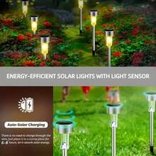 12 - Piece Set Of Outdoor Solar - Powered Street Lights - Waterproof Stainless - Steel LED Landscape Lighting With Remote Control - Perfect For Driveways,20mAh, Pathways, Patios, Yards And Garden Decoration! - 12pcs-warm - View 4
