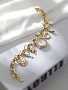 1pc Women's Fashionable Jewelry Bracelet Watch, Elegant Minimalist Quartz Watch, Versatile For Gifts Or Daily Wear - Gold - View 3