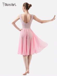DonsGirl 1 Stück Damen eleganter fließender Chiffon Ballettrock in hellem Rosa von DonsGirl, wadenlanger Rock mit elastischem Bund für Bauchtanz, Prinzessin Party Cosplay Aufführungskostüm Tanzbekleidung