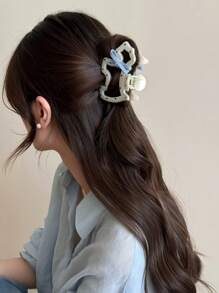1pc Cute Bow Polka Dot Puppy Claw Clip Elegant Half Updo Hair Clip Hair Claw Stylish Multi-Wear Headpiece Fashion Hair Accessories