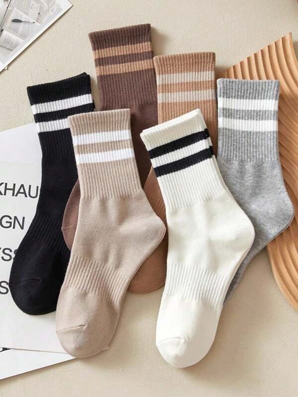 6 Paar Damen Business- und Lässig-gestreifte Knöchelsocken