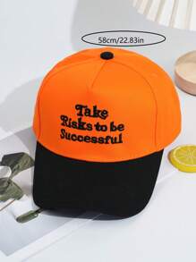 Gorra de béisbol versátil y de moda con parches de color contrastante, bordado de eslogan