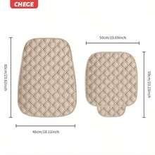 亚麻刺绣纹理汽车座椅垫 - 1 件，夏季凉爽透气，四季前排座椅保护套 - 坐墊 - 查看 4