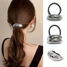 3 Stück/Set elegante weiße Metallkopfbänder mit Gummiband, einfarbige, schicke Legierungshaarbänder mit glänzendem Paillettenschmuck - modische Haraccessoires für Frauen und Mädchen, ideales Valentinstaggeschenk, Haargummis, Haraccessoires, Haarbänder, Haargummiringe