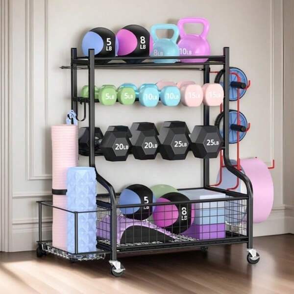 1pc 3/4-Tier Heavy Duty Metal Weight Rack Stand, High Load Capacity, Designed Specifically For Home Gym Dumbbell Weight Racks, Exercise Equipment Storage Rack Organizer, Home Garage Organization Essential. For Women Storage Organizer Travel Essentials Back To School Dormitory Storage