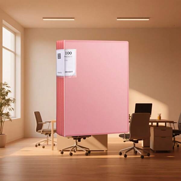 Carpeta transparente A4 de 100 páginas - Organizador de documentos de plástico duradero con bolsillos transparentes, de gran capacidad, apto tanto para la oficina como para el hogar - Esencial para profesionales, almacenamiento de archivos de escritorio, apariencia texturizada, compatible con grapas con anillo, papelería, diseño simple, bolsillos reforzados, uso a nivel empresarial