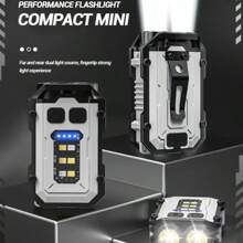 1pc 8-Mode Triple Light Source Keychain Light | Type-C Quick Charging + Magnetic Base | 5.7cm Mini Super Bright Keychain + Cap Clip Dual Design | EDC Gear Outdoor Camping Automotive Lighting Essentials