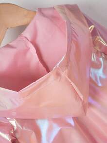 1件装少女时尚短款外套，男女通用休闲炫彩拉链轻便连帽外套，春秋季 - 粉色 - 查看 8