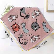 1 Stück ultra-weiches Handtuch mit süßem Katzen Muster, Größe 13.39 X 15.75 Inches, geeignet für Bad und Küche