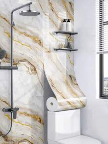 1roll 300CM/118.1in Marble Peel And Stick Wall Panels Ideal For: Kitchen Backsplash, Showers, Bathrooms, Living Rooms And Flooring - Multicolor - View 4