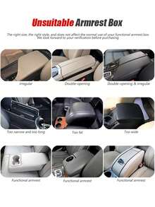 Universal Car Center Console Sunshade With 2 Storage Pockets - Genuine Leather Armrest Cushion Buffer Pad, Waterproof, Scratch-Resistant, Wear-Resistant Interior Accessory Suitable For SUV, Truck, Vehicle - Style a - View 12