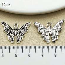 10/20 piezas surtidas de pendientes de aleación con diseño de mariposa antiguo plateado, adecuados para hacer collares, pendientes, llaveros y otros accesorios de joyería DIY