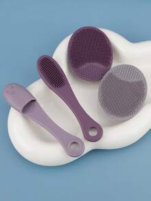 2pcs/4pcs Silicone Finger Face Cleansing Brush Set, Soft Bristle Blackhead Remover, Nose And Pore Cleaner