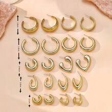 5 Pairs/10 Pairs New ABS Resin & CCB Exaggerated C-Shaped Water Drop Personalized Fashion Earring Set - New Model - View 6