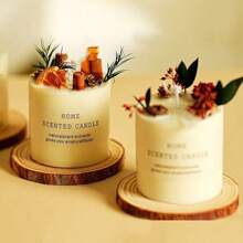 1pc Natural Floral Scented Candle, Made Of Soy Wax With Dried Flowers, Suitable For Bedroom, Room, Office Decor. Exquisite Fragrance Gift For Holidays, Parents, Friends (Random Label)