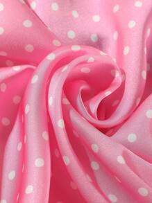 1 pièce Foulard carré petit à pois pour femmes, foulard de mode pour navette, cravate de style français rétro en faux soie