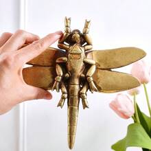 1 Peça Decoração de Parede Artesanal Única e Criativa em Forma de Libélula Dourada, Peça Decorativa de Quadro de Inseto Feito à Mão, Decoração de Museu de Insetos para Festas em Casa, Presente de Nicho, Decoração de Inseto