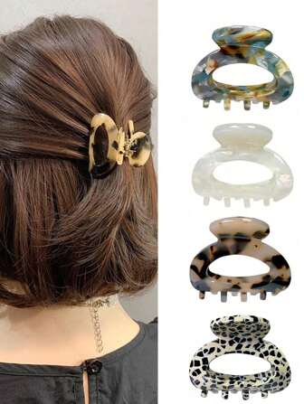 1pc/2pcs/4pcs Summer Small Hair Clips For Women, Leopard Print Hair Claw Elegant Hair Accessories, Suitable For Daily Hairstyle Decoration, Bohemian Accessories Fall Winter Claw Clip For Vacation Outfits Woman