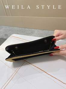 Luxury Black Rhinestone Embellished Velvet Clutch Bag, Gold Diamond Trim Evening Bag For Wedding Party Prom Formal Gown Envelope Clutch Purse, High-End Fashion Small Shoulder Handbag