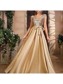 Francuska formalna sukienka dla kobiet, luksusowa suknia dla gospodarza, długa sukienka bez rękawów z cekinami, elegancki styl, sukienka na imprezę, sukienka dla gości weselnych, sukienka wieczorowa