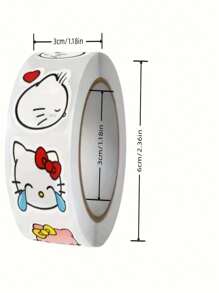 Sanrio Rollo de 500 piezas de pegatinas de Sanrio Hello Kitty - Pegatinas mate de colores reutilizables, aptas para scrapbooking, envoltorios de regalo, recuerdos de fiesta, manualidades DIY - Diseño de dibujos animados lindos con lazo rojo y detalles de bigotes, pegatinas para recuerdos de fiesta | Pegatinas de colores | Cinta decorativa Útiles escolares, Vuelta al cole