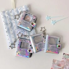 闪亮星条旗 2 英寸证件相册、光面迷你相册、徽章卷轴钥匙扣配件，适合女性、返校、学校用品 - 多色 - 查看 7