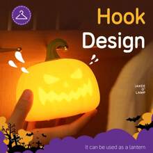 JAKEE O' LAMP Pumpkin Night Light, Touchable Control, Rechargeable & Dimmable, Bedroom Decor, Creative Gift, Suitable For Bedroom, Interesting Desktop Decoration Gift