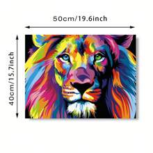 Kit de pintura digital DIY al óleo acrílico, 40*50cm con pinturas y pinceles, excelente para aliviar el estrés, pintura a mano por número, diseño de león colorido, artesanía de decoración para pared, pintura para principiantes, regalo ideal (sin marco)