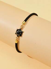 1 件时尚海洋风格海龟珐琅可调节绳手链，适合情人节、朋友、家庭聚会、礼物、女士日常佩戴