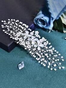 1 buc Elegant Femei Stras Decor Faux Pearl Floare Nuntă Mireasă Accesoriu De Păr, Moda Festival Petrecere Coafură
