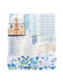 1 pacote com 100 folhas de papel de Bottom para artesanato e cartões com renda vazada, estilo artístico retrô com flores e borboletas, material de Bottom para decoração DIY, material de bordas de renda vazada, adesivos decorativos de flores em aquarela, suprimentos para escola, casa e escritório