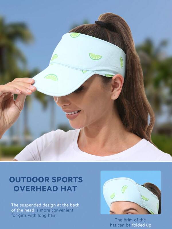 Chapéu de Sol Amplo Dobrável com Proteção UV para Esportes ao Ar Livre Feminino, Boné Viseira Conveniente para Tênis