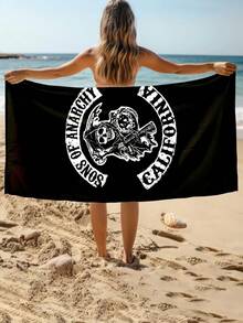 1 chiếc khăn tắm biển bằng sợi microfiber in hình đầu lâu California trong phim "Sons Of Anarchy" - Nhanh khô, chống gió, chống nắng, nhẹ, thích hợp cho du lịch, cắm trại, bãi biển, tiệc tùng - Thiết kế hiện đại, 250g/m², họa tiết đen trắng, vật dụng cần thiết cho bãi biển. - Nhiều màu - Xem 10