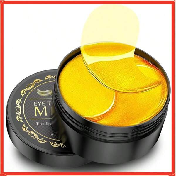 24K Gold Under Eye Patches - 60 Pack For Puffy Eyes, Dark Circles, Bags & Wrinkles With Collagen & Hyaluronic Acid