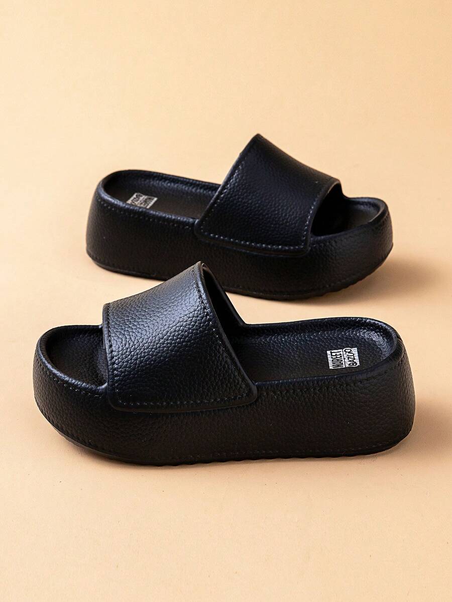 时尚女士厚底拖鞋凉鞋，夏季新款防滑厚底坡跟女士拖鞋 - 黑色 - 查看 1